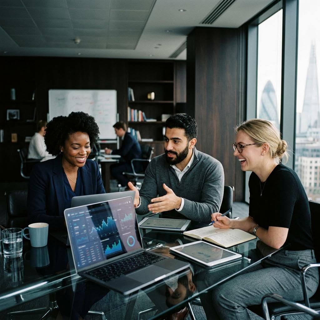 Das Analystenteam von Summit Counsel am Arbeitsplatz
